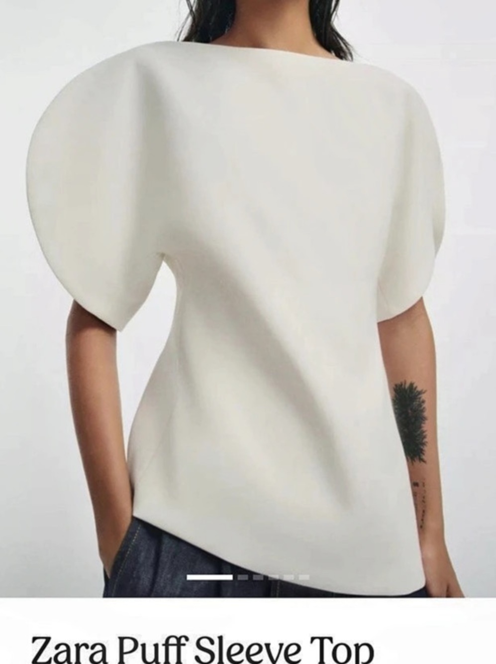 Zara Puff Sleeve Top in White Size Small NWT